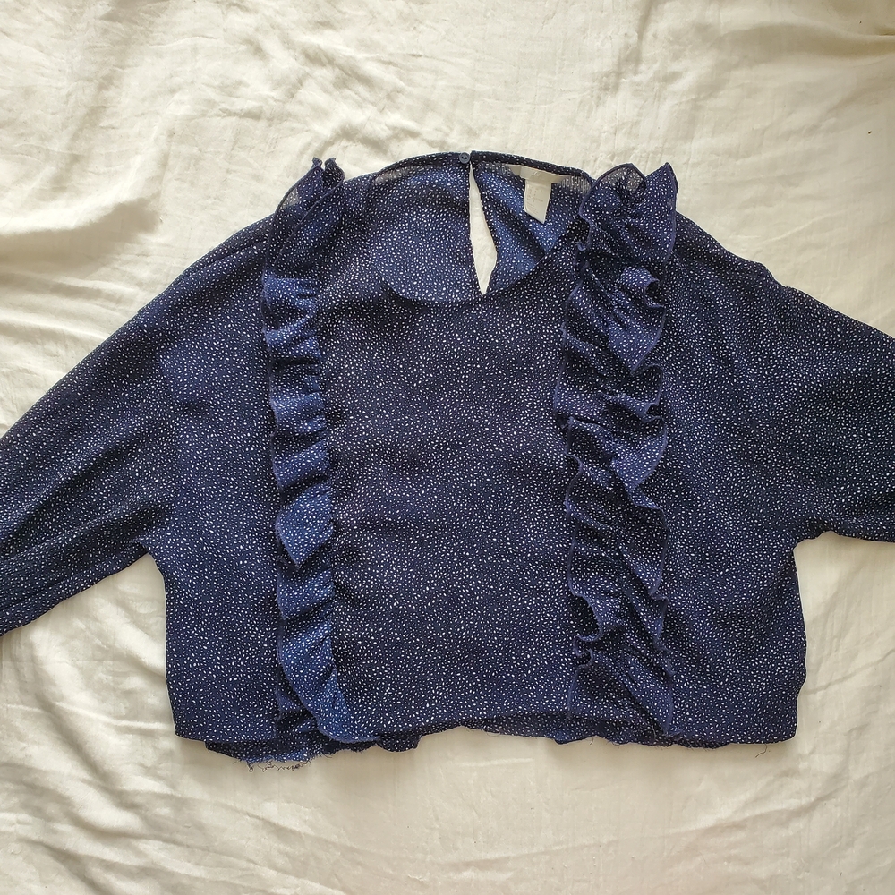 H&M Navy Ruffle Blouse